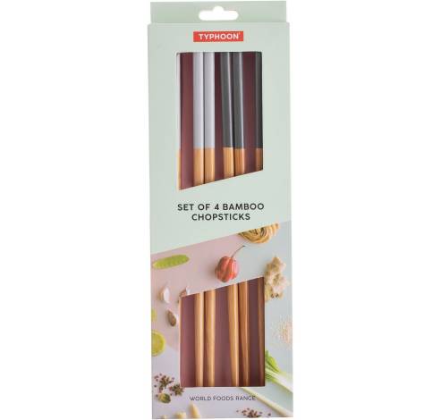 World Foods 4 sets de 2 baguettes en bambou gris et bleu 24cm  Typhoon