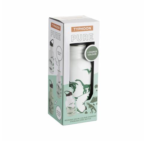 Pure bouteille en inox qui change de couleur Dinosaur blanc/vert 550ml  Typhoon