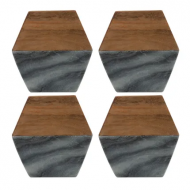 Elements set de 4 sous-verres en bois d'acacia et marbre 