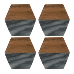 Typhoon Elements set de 4 sous-verres en bois d'acacia et marbre 
