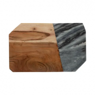 Elements serveerplank uit acaciahout en marmer 