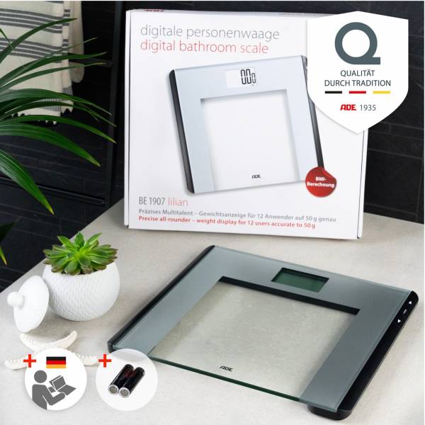 ADE Lilian Elektronische Personenweegschaal BMI calculator 180kg-50g 33x30x2,3cm