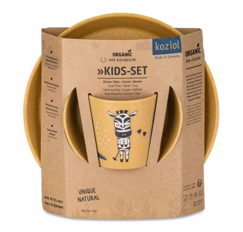 Connect Zoo kids set klein bord, kom en beker nature wood  Koziol