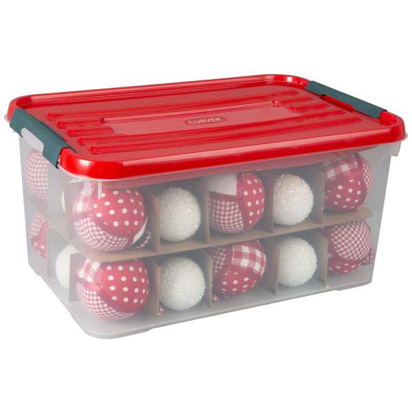 Handy Plus Kerstbox 50l 60x40xh29cm Rood Deksel + Tussenkarton 