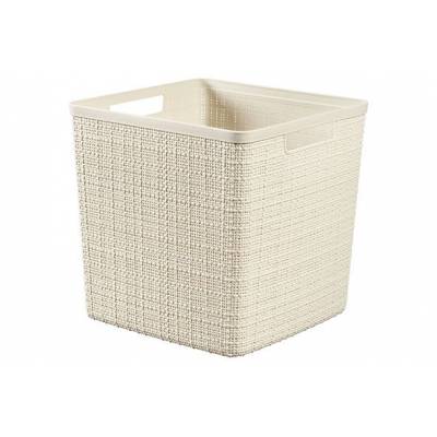 Jute Opbergbox Wit Cube 17l Vierkant Offwhite  Curver