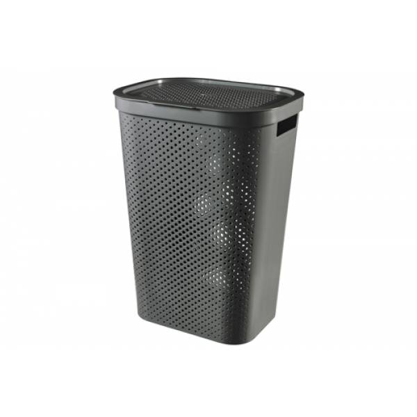 Infinity Recycl. Wasbox Dots 60l D.grijs 44x35xh60cm 