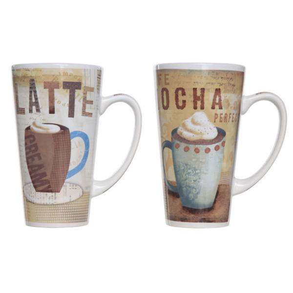 Maxi-beker D9xh15cm - 2 Ass Latte-mocha 48cl 