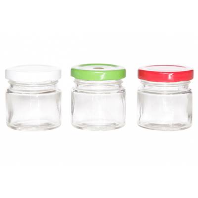 Bocal Avec Couvercle D5xh5.5cm 3 Ass Green-white-red   60 Ml  Cosy & Trendy
