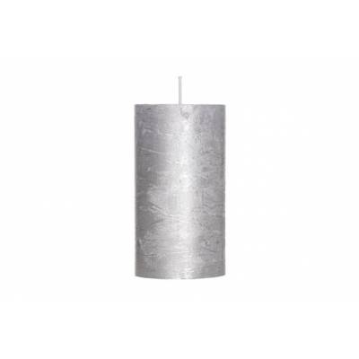 Rustic Cylinderkaars Metallic Zilver 13 D7xh13cm  Cosy & Trendy