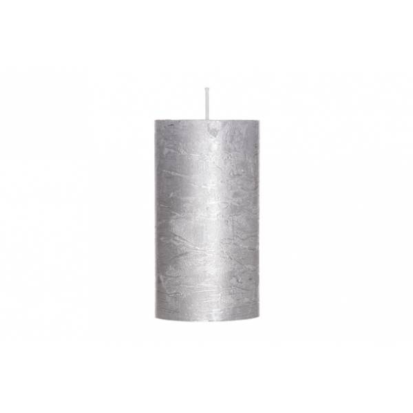 Rustic Cylinderkaars Metallic Zilver 13 D7xh13cm 