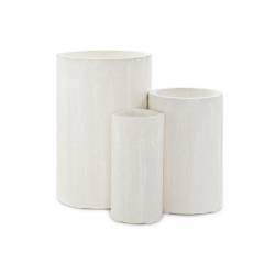 Cosy & Trendy Set3 Vase Cylindre Antique Blanc 40x40xh 60cm - 30x30xh45cm - 20x20xh40cm 