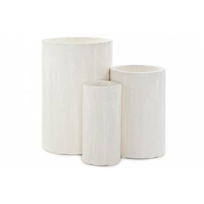 Set3 Vase Cylindre Antique Blanc 40x40xh 60cm - 30x30xh45cm - 20x20xh40cm 