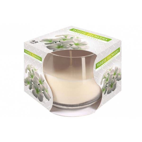 Ct Geurkaars Glas White Flowers-wit D8xh7cm 