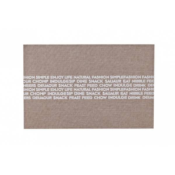 Placemat Polylinen Bruin-print Wit Tekst 45x30cm 