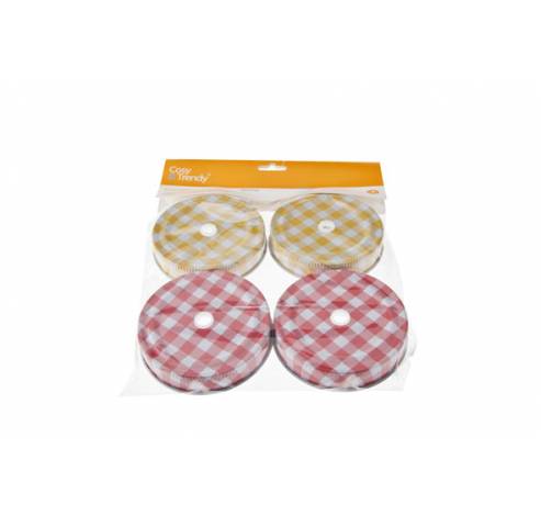 Deksel D7cm Met Gaatje Set 4 - 2 Ass Checkered Yellow And Red  Cosy & Trendy