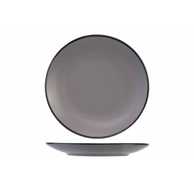 Speckle 2 Grey Assiette Plate D27cm Bord Noir 