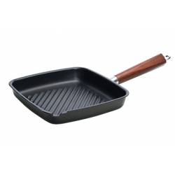 Authentic Cook Grillpan 28x26cm Koolstofstaal Wooden Handle 