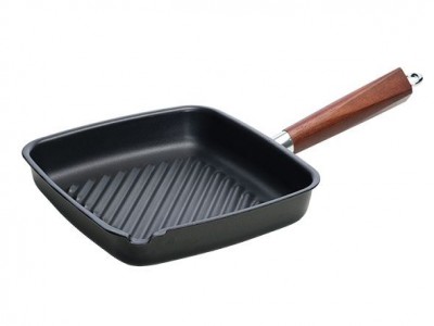 Authentic Cook Grillpan 28x26cm Koolstofstaal Wooden Handle