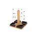 Tapasset Bamboe Plank D20cm Rond 3 Bowls 10x4cm Zwart Wit - Metalen Handle 
