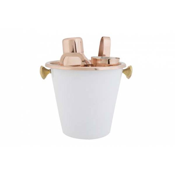 Cosy & Trendy White-copper Barset 6-dlg 17x15x18cm White Outside - Copper Inside