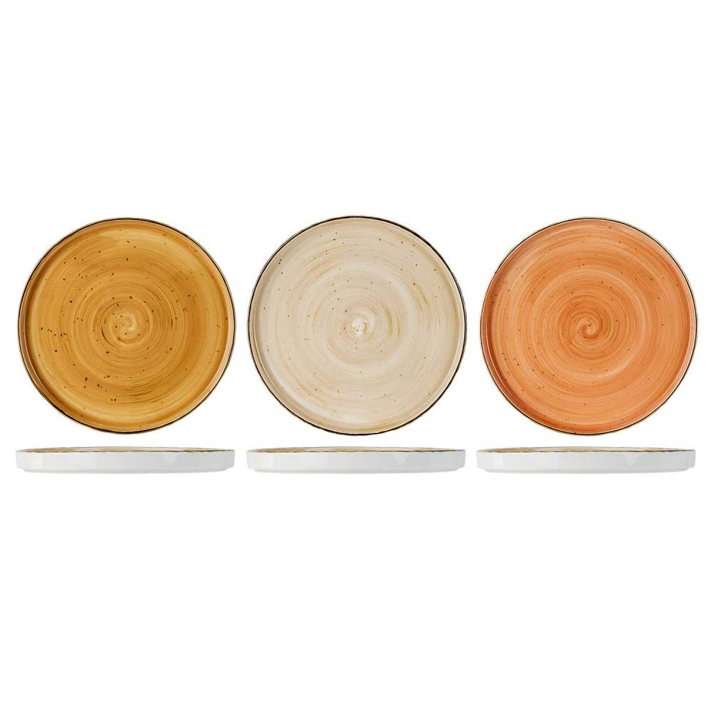 Cosy & Trendy Platte borden Brisbane Plat Bord D25,5cm 3ass H2.5cm - Orange-brown-beige