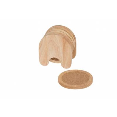 Glasonderzetter Set5 Hout Rond 6.7x9.5xh 10.5cm In  Houder 