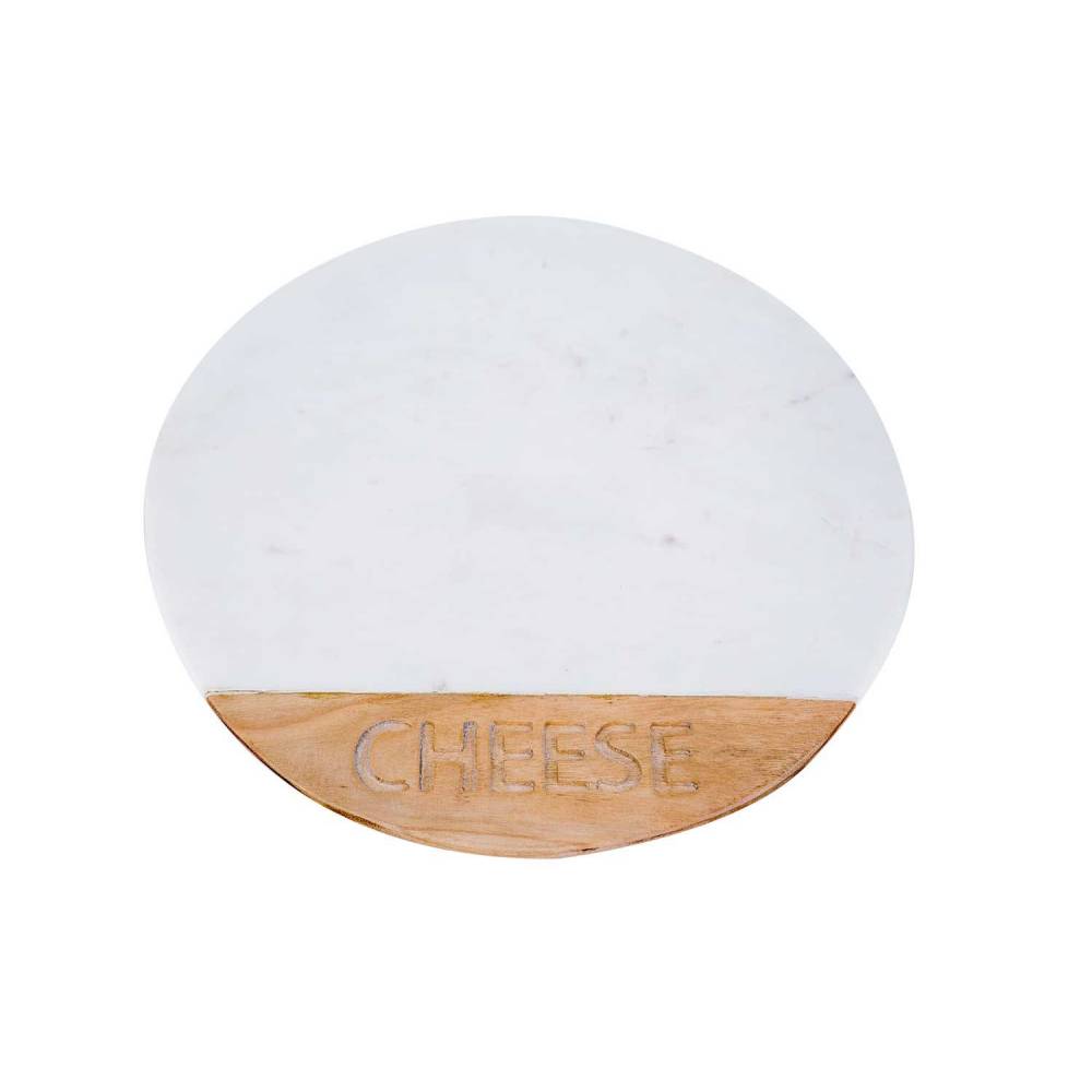 Serveerplank Cheese Marmer Acacia Hout Rond D35.5cm 
