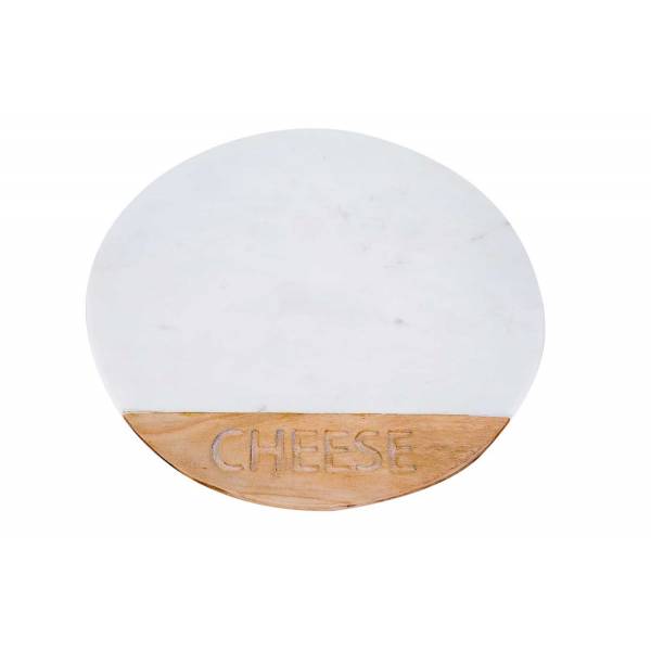 Serveerplank Cheese Marmer Acacia Hout Rond D35.5cm 