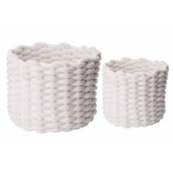 Velvet Set2 Mand Wit Koord Uit Fluweel D23xh18 - D20xh16cm 