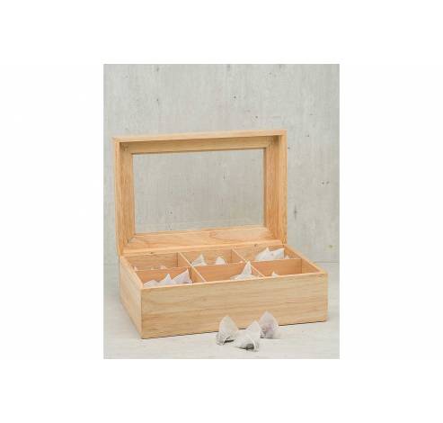 Theedoos 6compartimenten Large 34.1x23.3 H12,3cm Hout Natuur  Cosy & Trendy