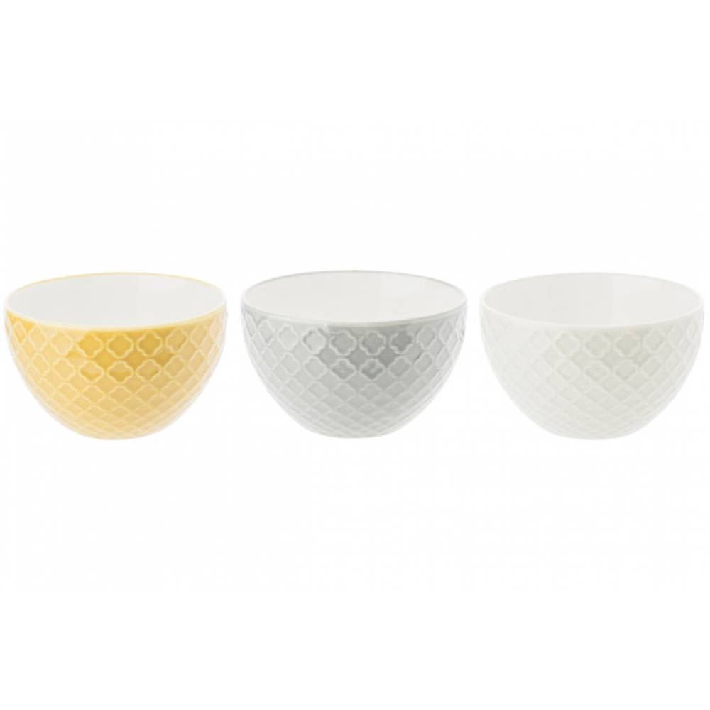 Cosy & Trendy Bowls Ludwina Bowl 17cl D9xh5,4cm 3 Ass Grey - Yellow - Dark Grey