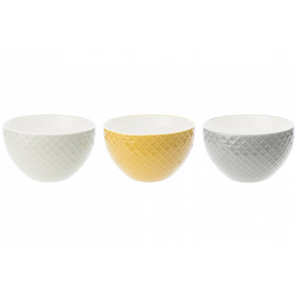 Cosy & Trendy Bowls Ludwina Bowl 50cl D12,8xh7,6cm 3 Ass Grey - Yellow - Dark Grey