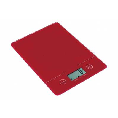 Keukenweegschaal Elektr. Rood 5kg-1g 1x3v Lithium Batterij Incl.19.4x14x1.4c 