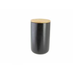Cosy & Trendy Pot Apero Noir D10xh17cm Ceramique + Cou Vercle Bambou 