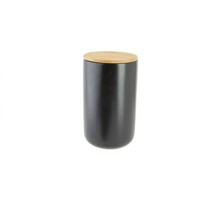Pot Apero Noir D10xh17cm Ceramique + Cou Vercle Bambou  Cosy & Trendy