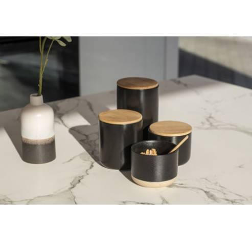 Pot Apero Noir D10xh12cm Ceramique+couve Rcle Bambou  Cosy & Trendy