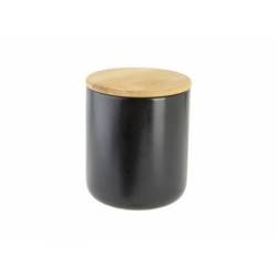 Cosy & Trendy Pot Apero Noir D10xh12cm Ceramique+couve Rcle Bambou 