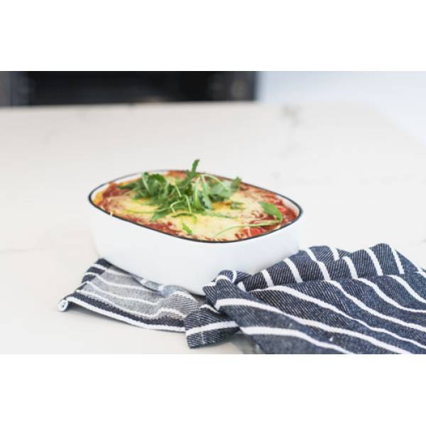 Ovenschotel Lasagne 20x15xh5,2cm Wit Met Zwarte Rand 