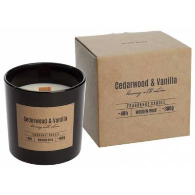 Bougie Parfum Verre Noir 40h D10xh10cm Meche En Bois -cedarwood Vanilla  Cosy & Trendy