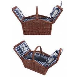 Cosy & Trendy Picknickmand 4p Natuur Bestek Borden-glazen-wijnopener-p/z44x30xh21cm 