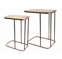 WOOD-COPPER BIJZETTAFEL SET2 49X34X60CM 