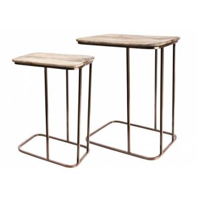 WOOD-COPPER BIJZETTAFEL SET2 49X34X60CM  Cosy & Trendy