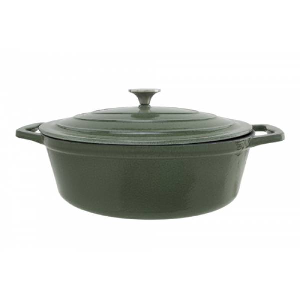 Castard Kookpot Glansgroen5,1l 33x25x H11cm Ovaal Gietijzer 