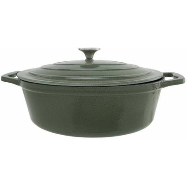 Castard Kookpot Glansgroen5,1l 33x25x H11cm Ovaal Gietijzer 