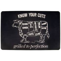 Placemat Peva Zwart-rund- Know Your Cuts Grilled To Perfection -wit-43.5x28.5cm 