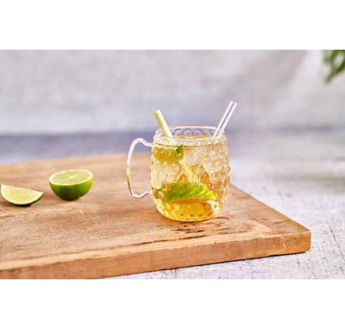 Moscow Mule Glass Hammertone Set2 Transparant Incl. 2 Eco Rietjes  Cosy & Trendy