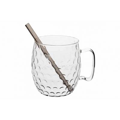 Moscow Mule Glass Hammertone Set2 Transparant Incl. 2 Eco Rietjes  Cosy & Trendy