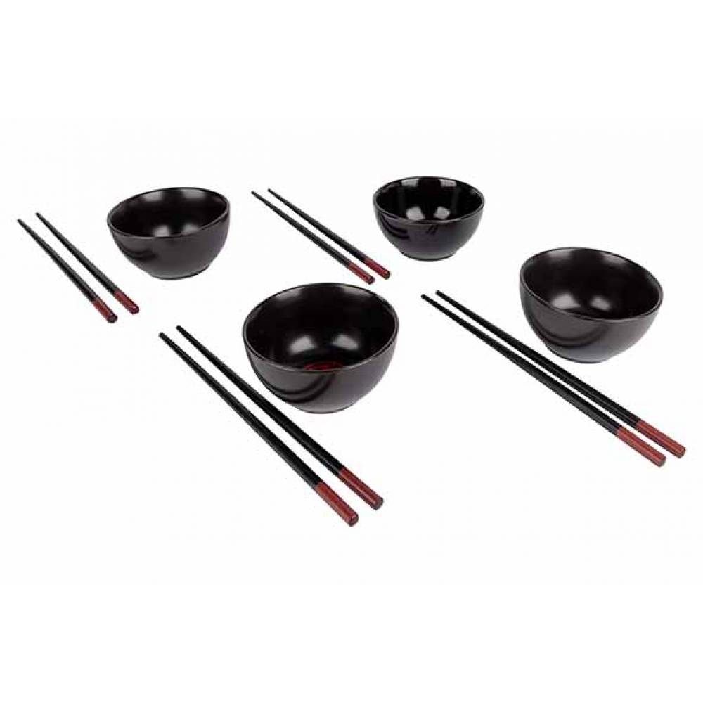 Cosy & Trendy Bowls Asian Set 8pcs - 4 Bowls D10,5xh5,5cm Incl. Chopsticks