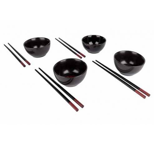 Asian Set 8pcs - 4 Bols D10,5xh5,5cm Incl. Chopsticks  Cosy & Trendy