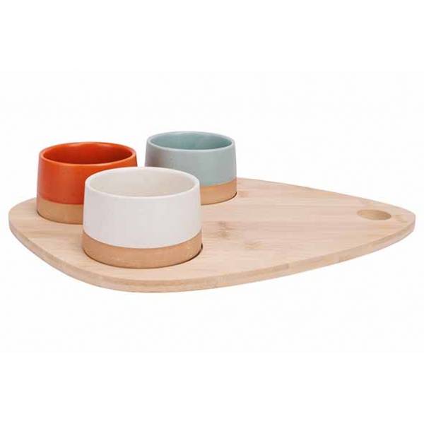 Dela Aperoset 4pcs - Serveerplank 36x27 Cm + 3x Bowl D9,5x5,5cm 